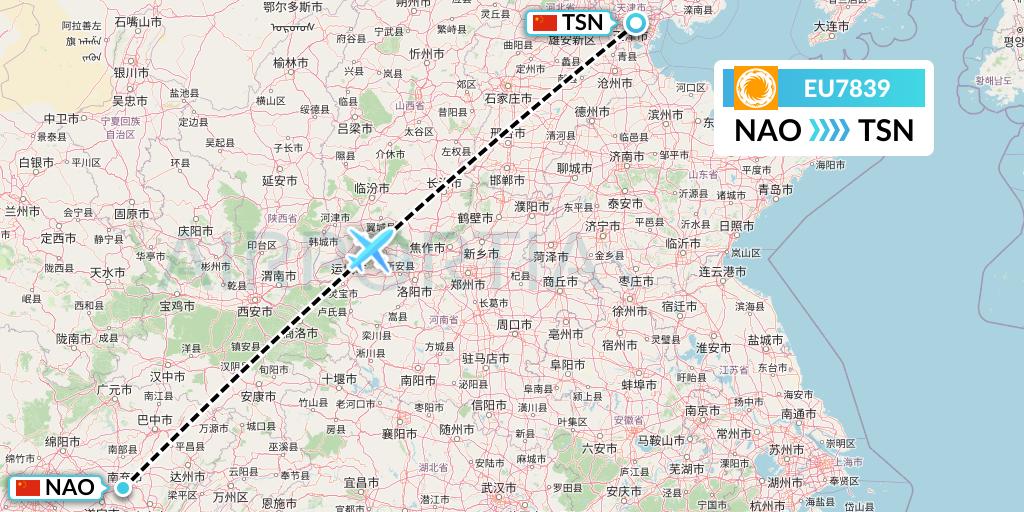 EU7839 Chengdu Airlines Flight Map: Nanchong to Tianjin