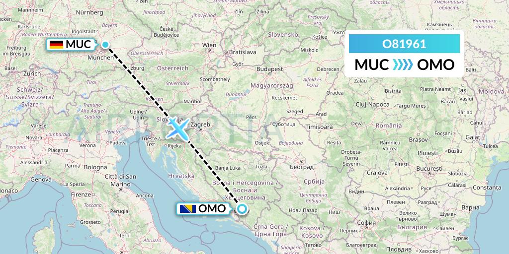 O81961 Siam Air Flight Map: Munich to Mostar