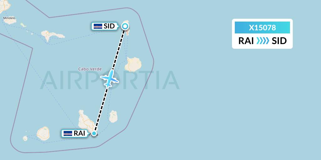 X15078 Nik Airways Flight Map: Praia to Espargos