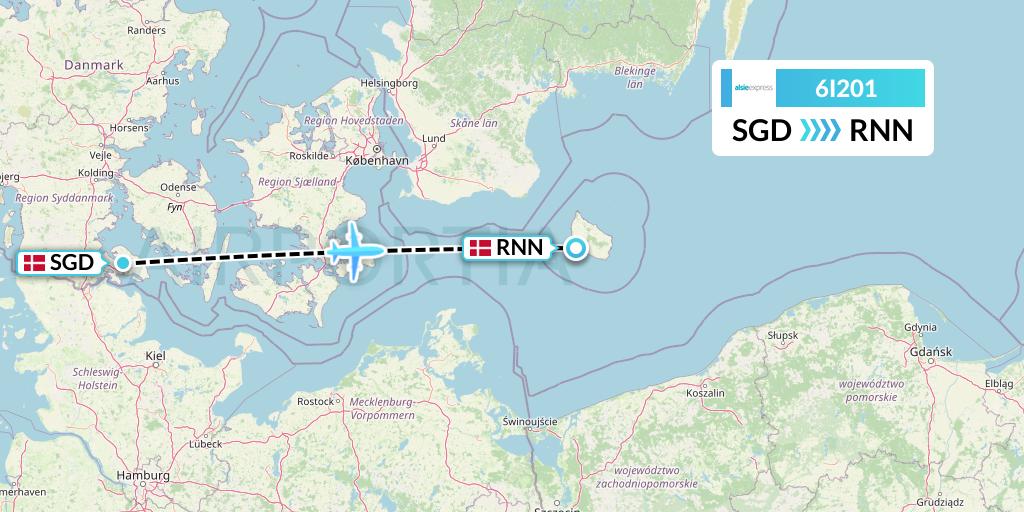 6I201 Air Alsie Flight Map: Sonderborg to Ronne
