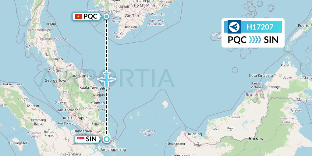 H17207 Hahn Air Systems Flight Map: Phu Quoc to Singapore