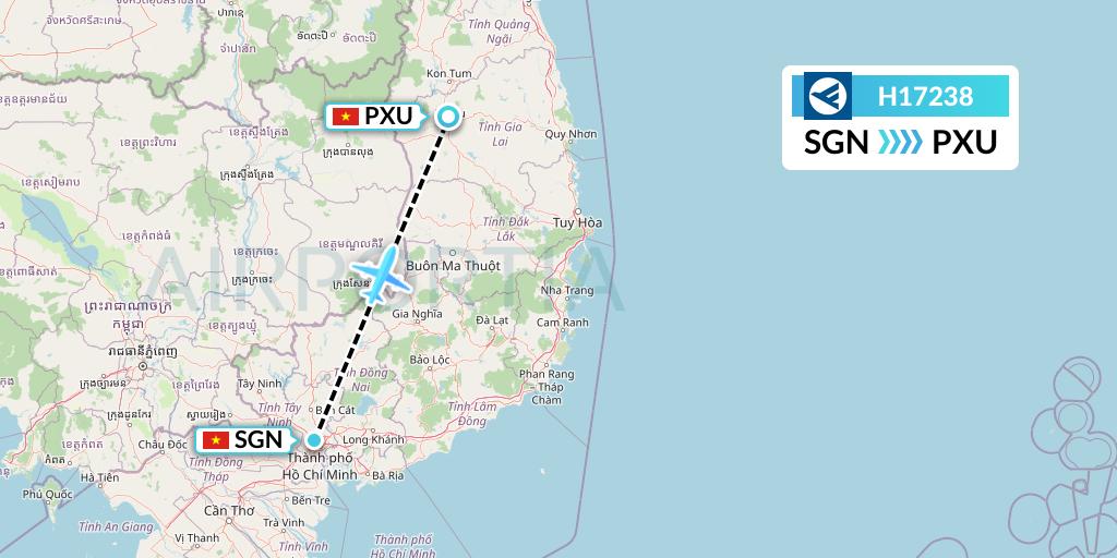 H17238 Hahn Air Systems Flight Map: Ho Chi Minh City to Pleiku