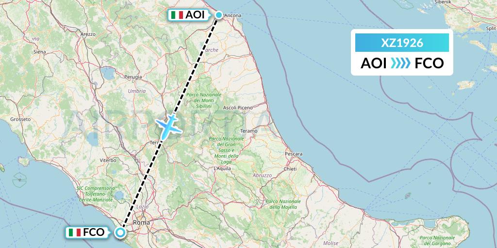 XZ1926 Aeroitalia Flight Map: Ancona to Rome