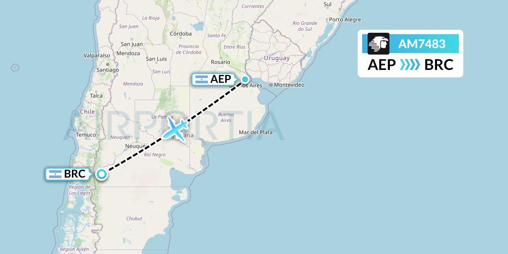 AM7483 Aeromexico Flight Map: Buenos Aires to San Carlos de Bariloche