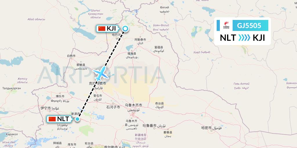 GJ5505 Loong Airlines Flight Map: Xinyuan to Altay