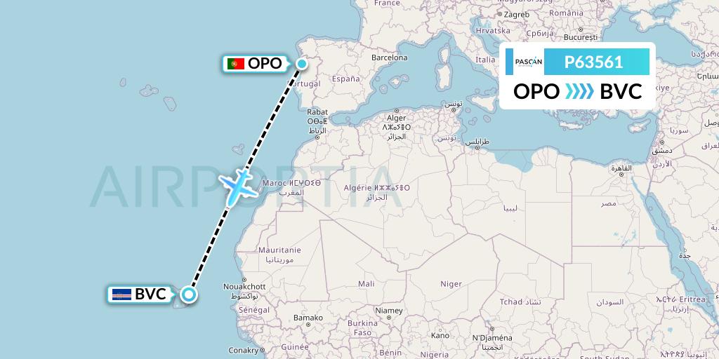 P63561 Pascan Aviation Flight Map: Porto to Boa Vista