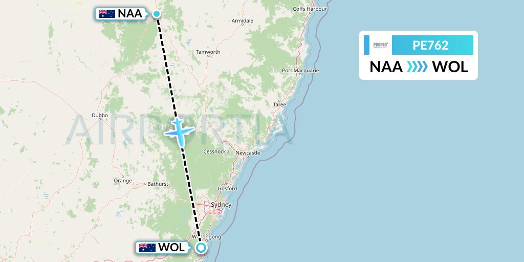 PE762 People's Viennaline Flight Map: Narrabri to Australia