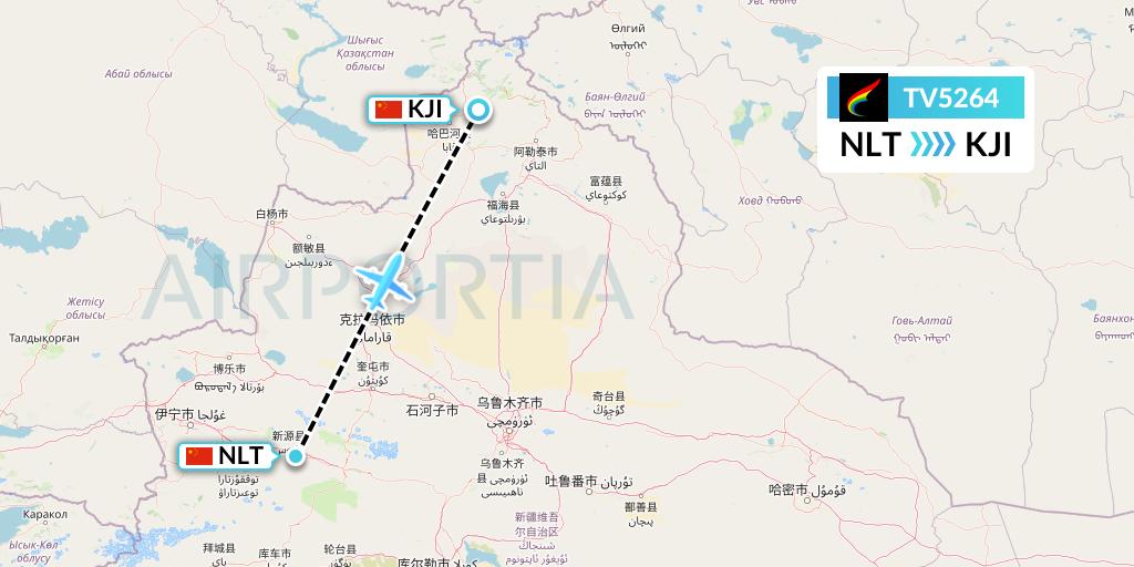 TV5264 Tibet Airlines Flight Map: Xinyuan to Altay