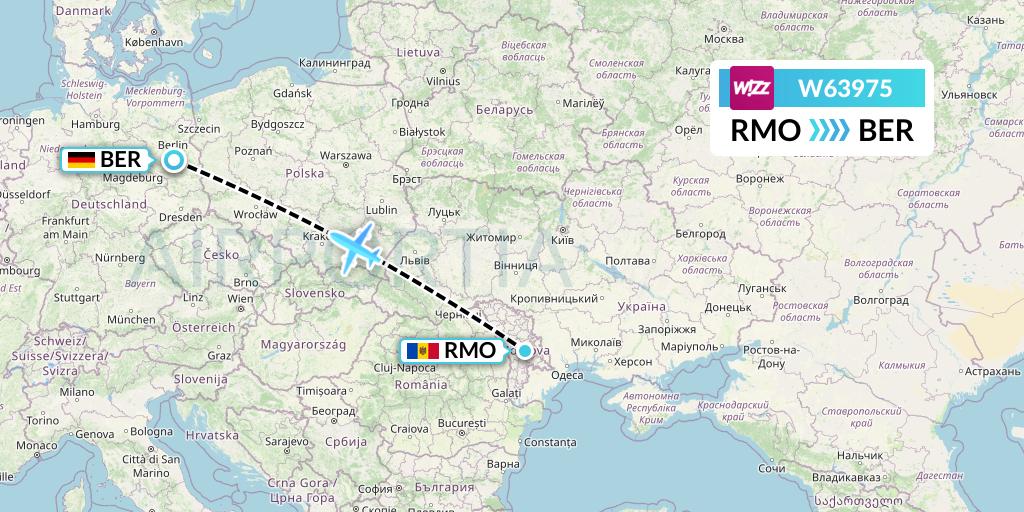 W63975 Wizz Air Flight Map: Chisinau to Berlin