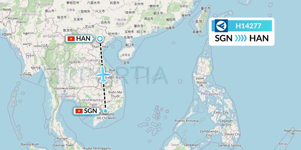 H14277 Hahn Air Systems Flight Map: Ho Chi Minh City to Hanoi