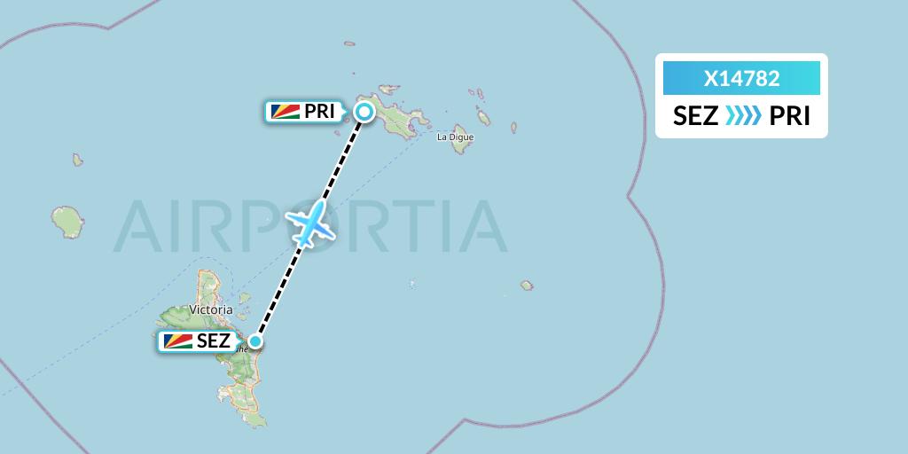 X14782 Nik Airways Flight Map: Victoria to Praslin Island