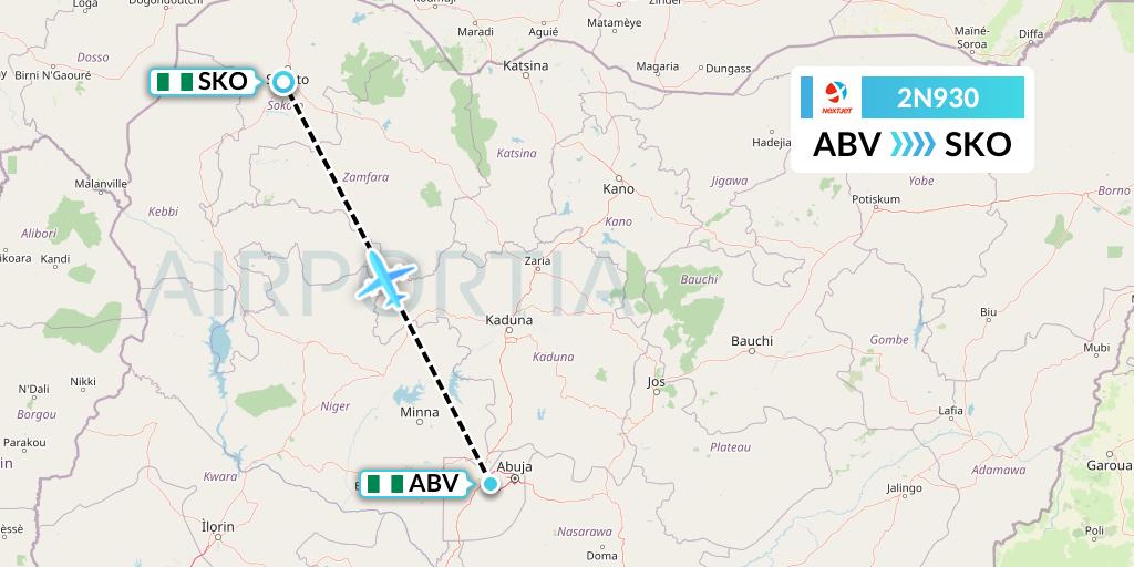 2N930 NextJet Flight Map: Abuja to Sokoto