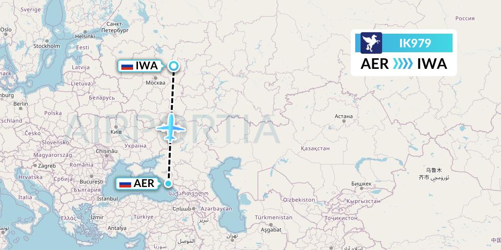 IK979 Air Kiribati Flight Map: Sochi to Ivanovo