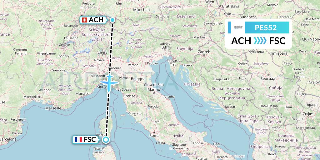PE552 People's Viennaline Flight Map: St. Gallen to Figari