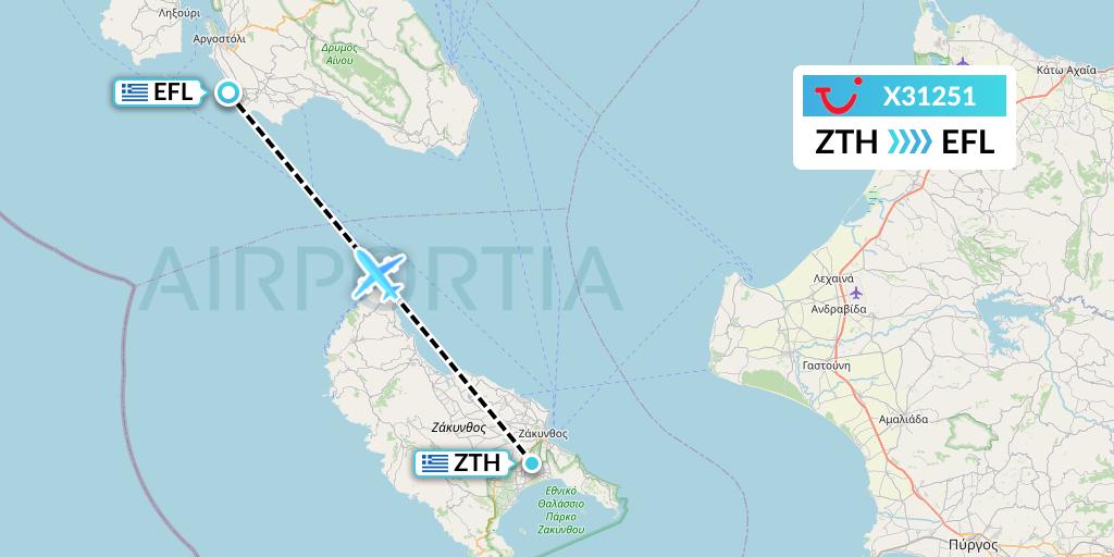 X31251 TUI fly Germany Flight Map: Zakynthos to Kefalonia