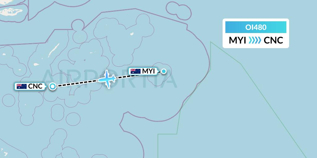 OI480 Hinterland Aviation Flight Map: Murray Island to Australia
