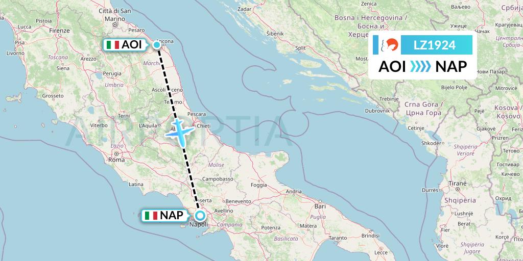 LZ1924 Air Link Flight Map: Ancona to Naples