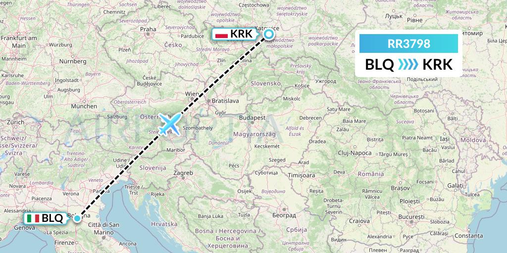 RR3798 Royal Air Force Flight Map: Bologna to Krakow