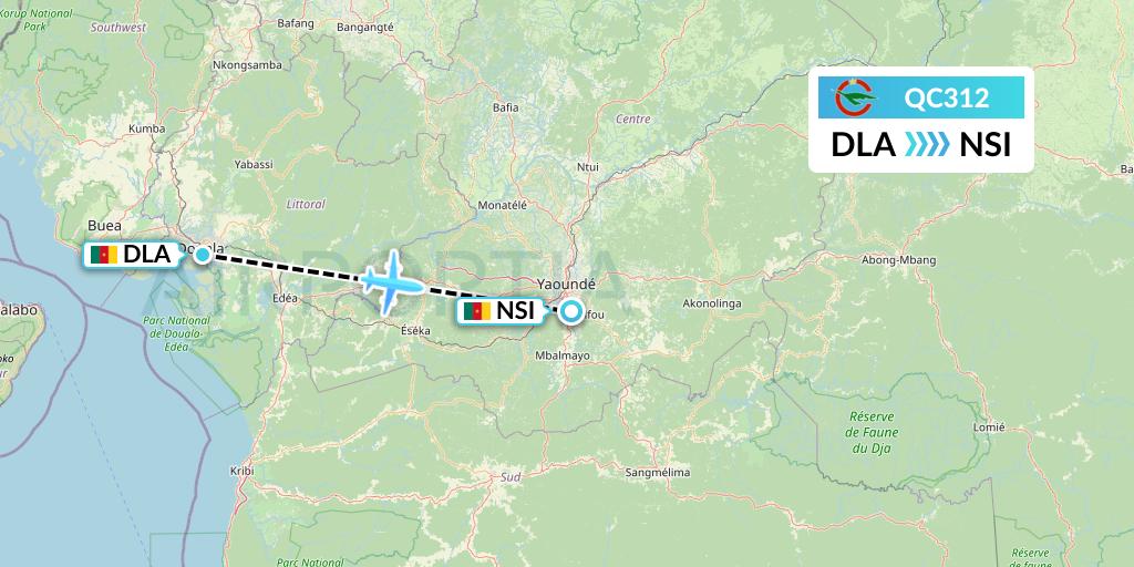 QC312 Camair-Co Flight Map: Douala to Yaounde