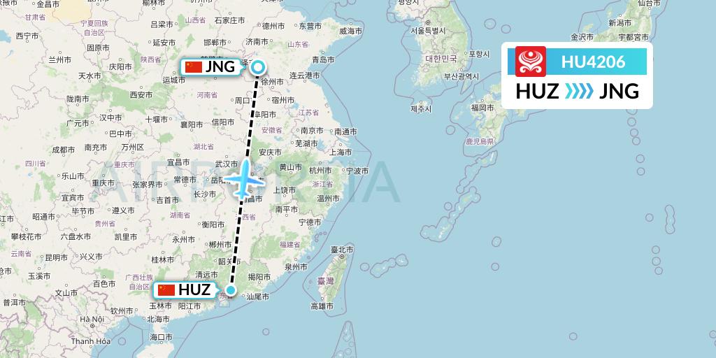 HU4206 Hainan Airlines Flight Map: Huizhou to Jining