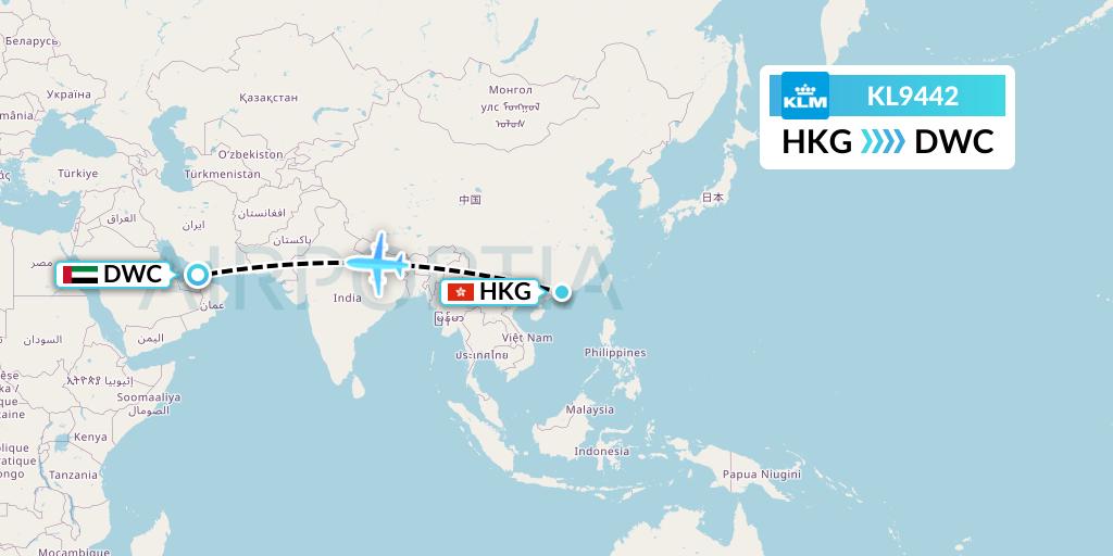 KL9442 KLM Flight Map: Hong Kong to Dubai