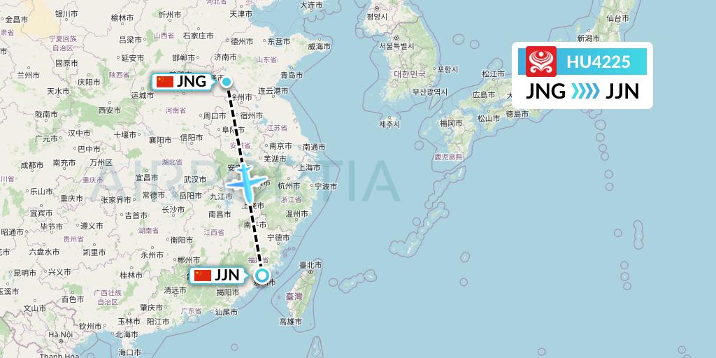 HU4225 Hainan Airlines Flight Map: Jining to Jinjiang