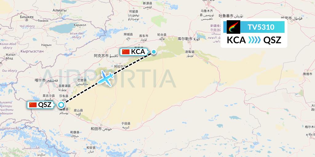 TV5310 Tibet Airlines Flight Map: Kuqa to Hotan