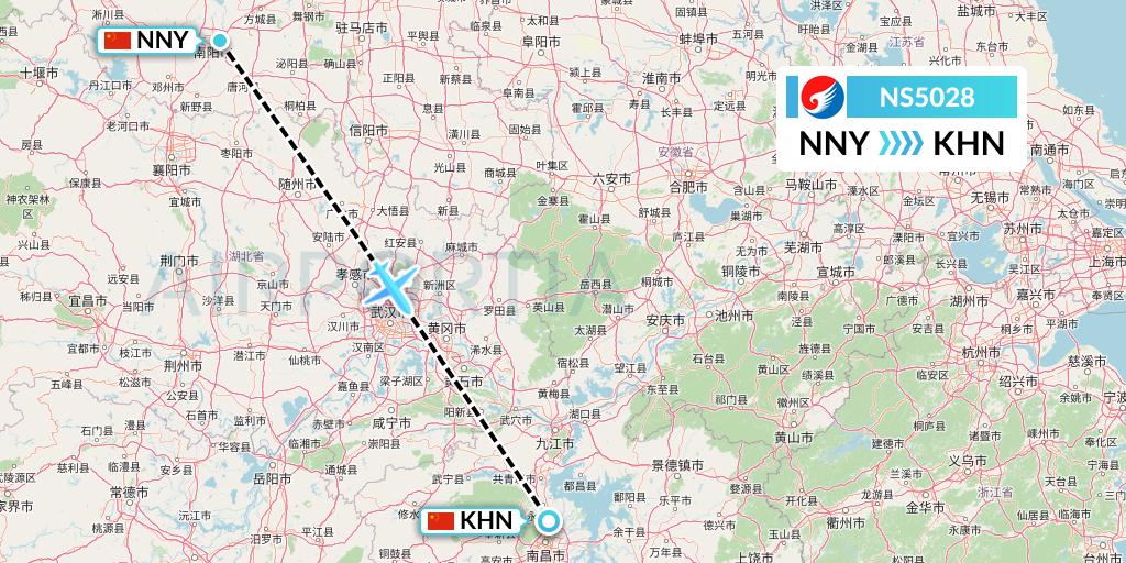 NS5028 Hebei Airlines Flight Map: Nanyang to Nanchang