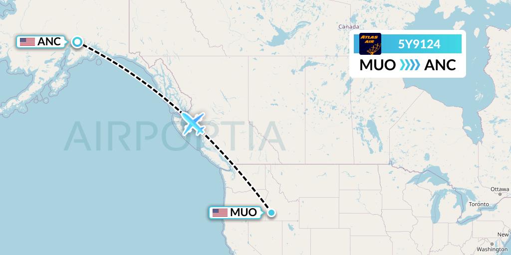 5Y9124 Atlas Air Flight Map: Mountain Home to Anchorage