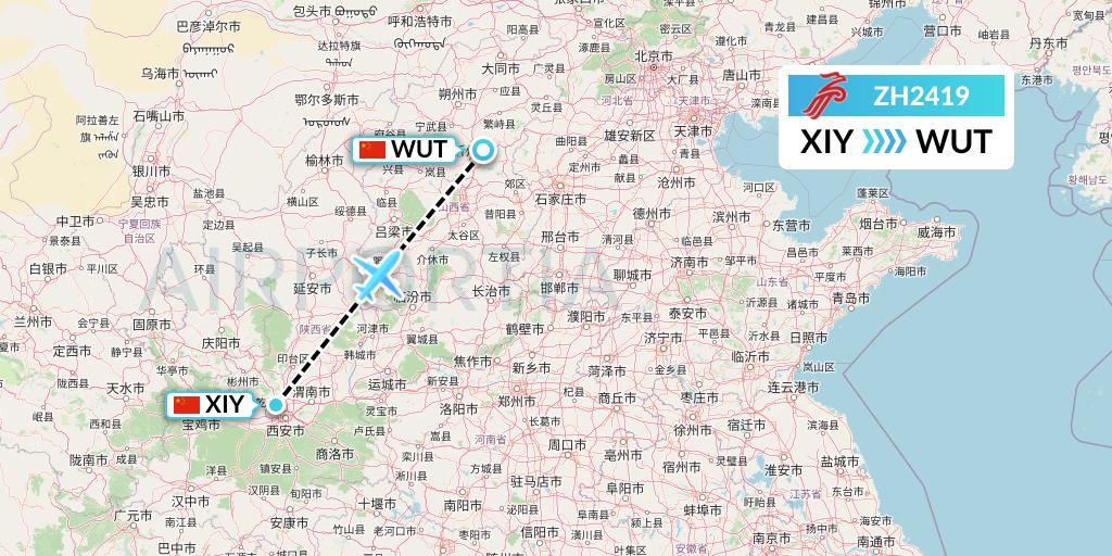 ZH2419 Shenzhen Airlines Flight Map: Xi'an to Taiyuan