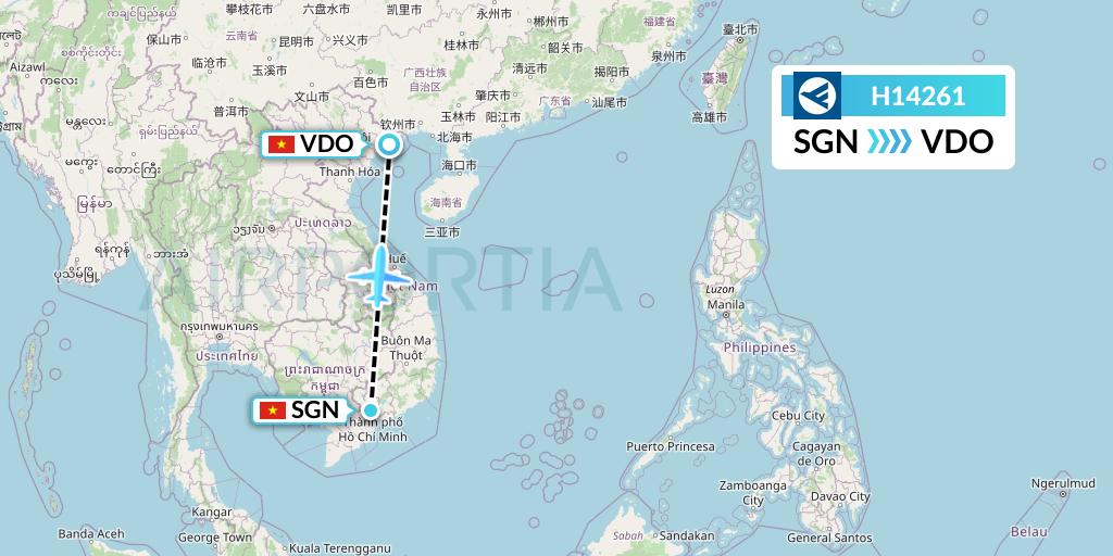 H14261 Hahn Air Systems Flight Map: Ho Chi Minh City to Haiphong