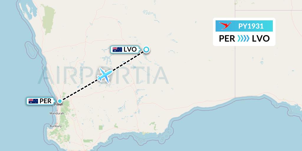 PY1931 Surinam Airways Flight Map: Perth to Laverton