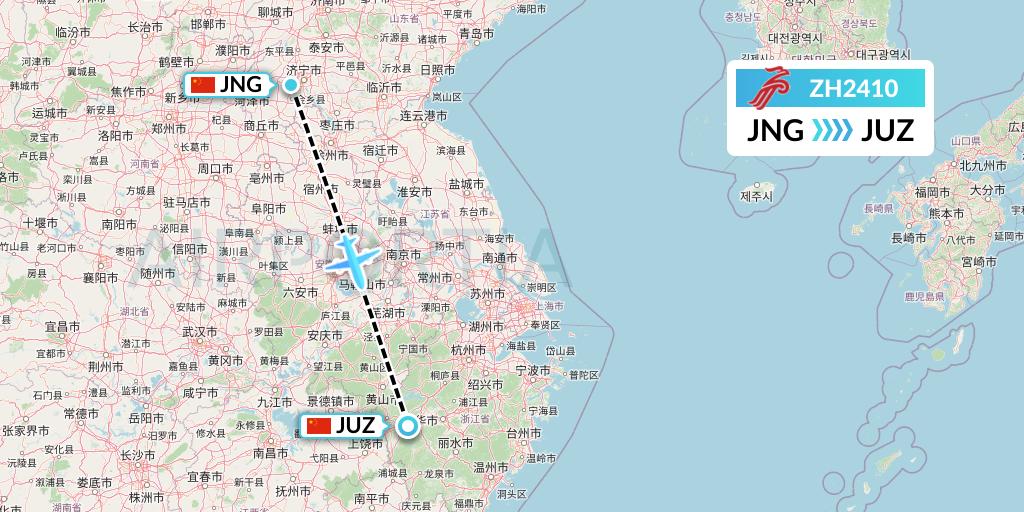 ZH2410 Shenzhen Airlines Flight Map: Jining to Quzhou