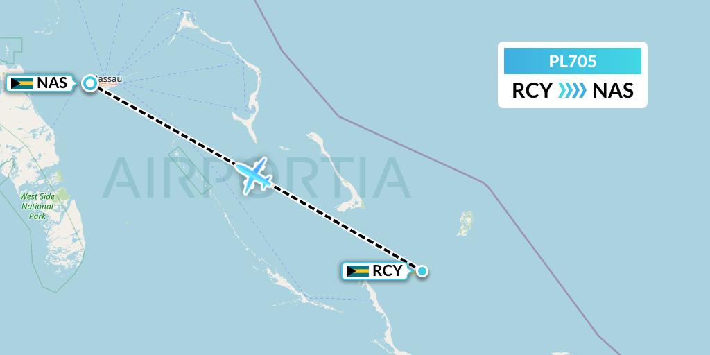 PL705 Southern Air Charter Flight Map: Bahamas to Nassau