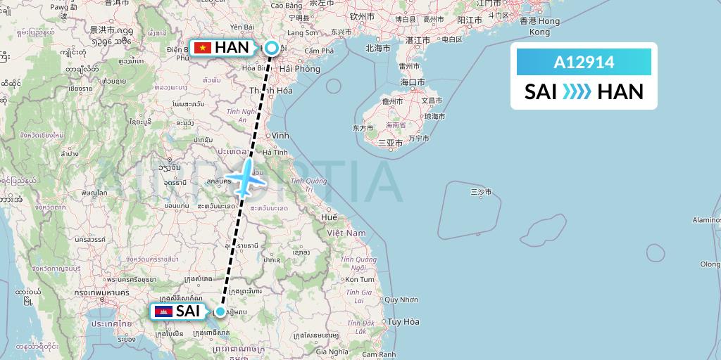 A12914 A.p.g. Distribution Systems Flight Map: Siem Reap to Hanoi