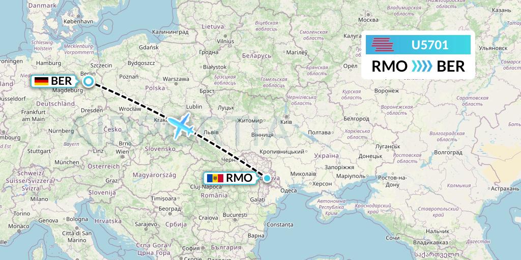 U5701 Karinou Airlines Flight Map: Chisinau to Berlin