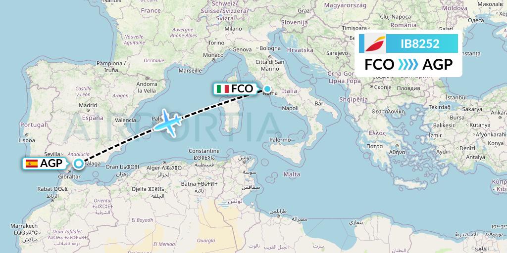IB8252 Iberia Flight Map: Rome to Malaga