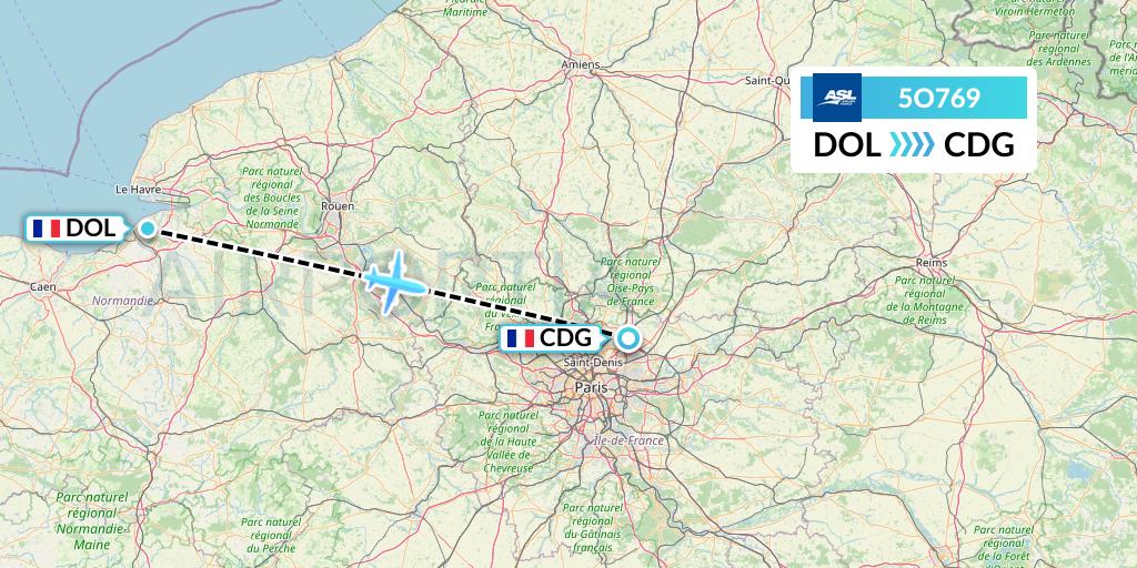 5O769 ASL Airlines France Flight Map: Deauville to Paris
