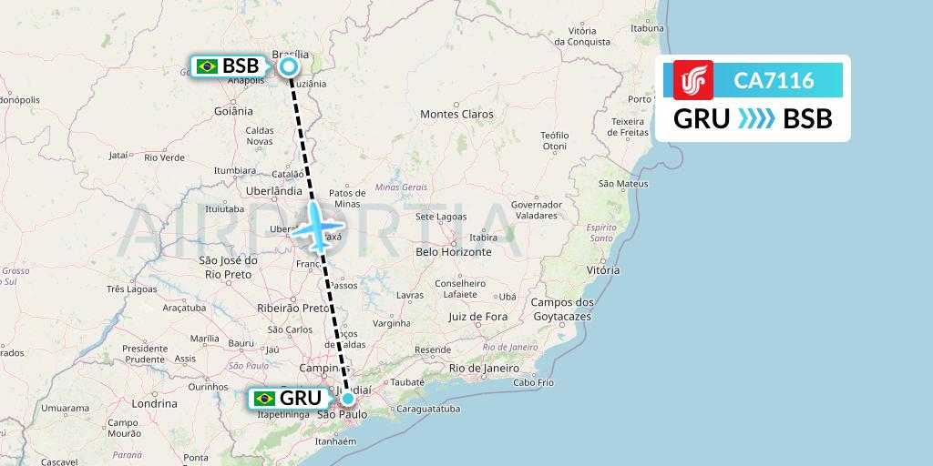 CA7116 Air China Flight Map: Sao Paulo to Brasilia