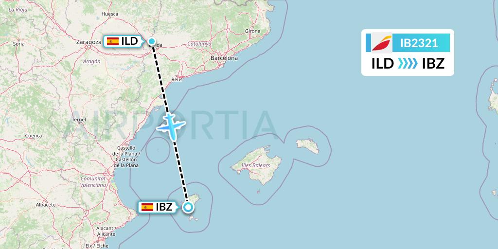 IB2321 Iberia Flight Map: Lleida to Ibiza