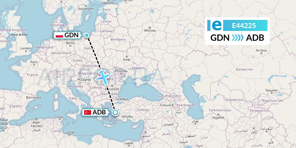 E44225 Estelar Latinoamerica C.A. Flight Map: Gdansk to Izmir