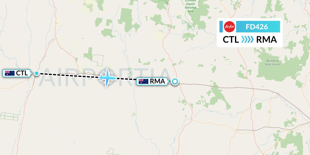 FD426 Thai AirAsia Flight Map: Charleville to Roma