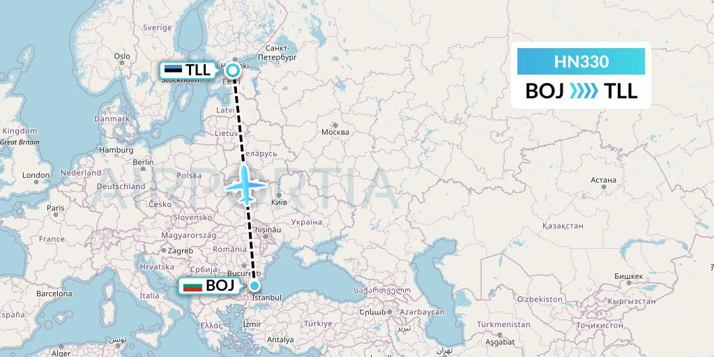 HN330 Uab Heston Airlines Jsc Heston Airl Flight Map: Burgas to Tallinn