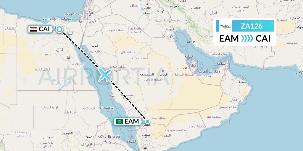ZA126 Sky Angkor Airlines Flight Map: Najran to Cairo