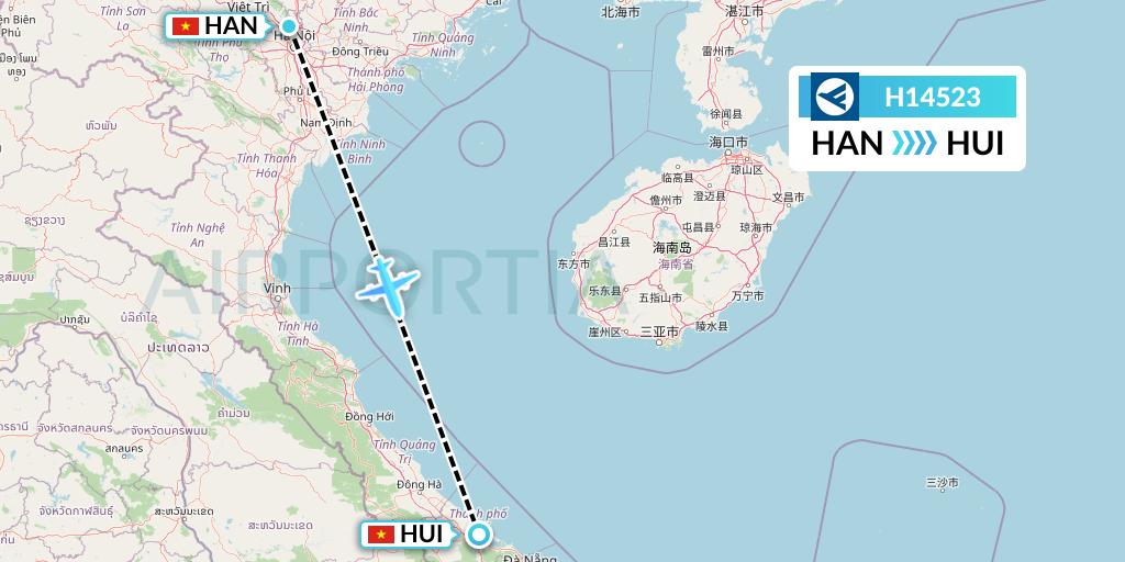 H14523 Hahn Air Systems Flight Map: Hanoi to Hue