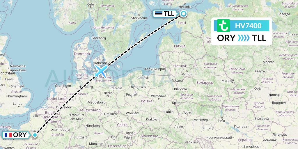HV7400 Transavia Flight Map: Paris to Tallinn