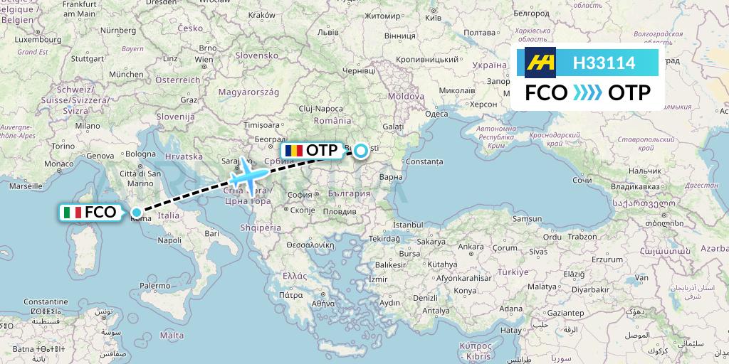 H33114 Harbour Air Flight Map: Rome to Bucharest