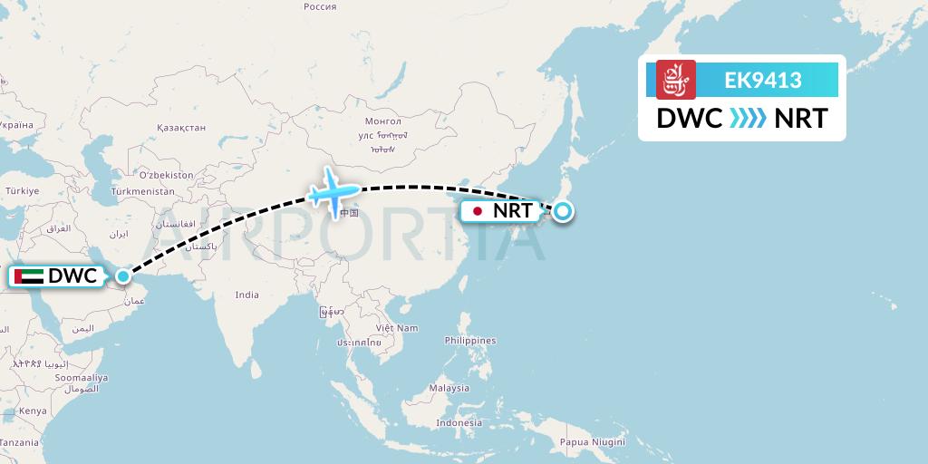EK9413 Emirates Flight Map: Dubai to Tokyo