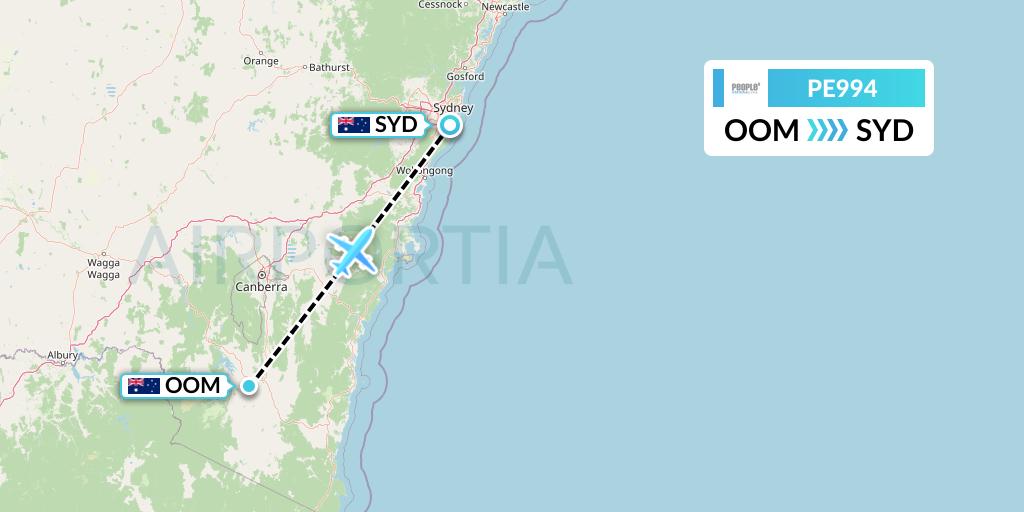 PE994 People's Viennaline Flight Map: Cooma to Sydney