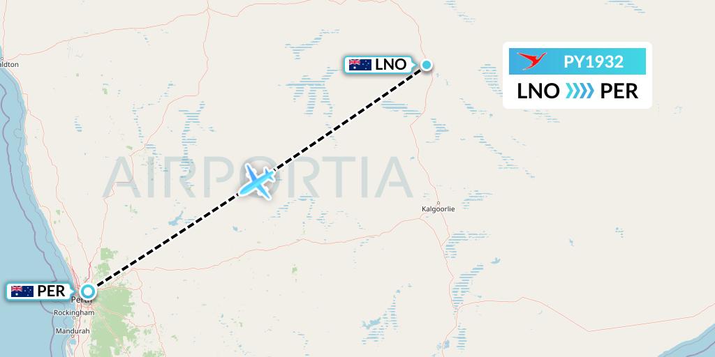 PY1932 Surinam Airways Flight Map: Leonora to Perth
